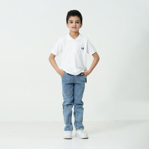 Oaklynn White Branded Polo Shirt